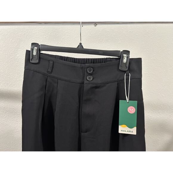 Halara Pants Womens Size 46 Black High Rise Wide Leg Work Trousers Soft New B106 - Picture 2 of 5